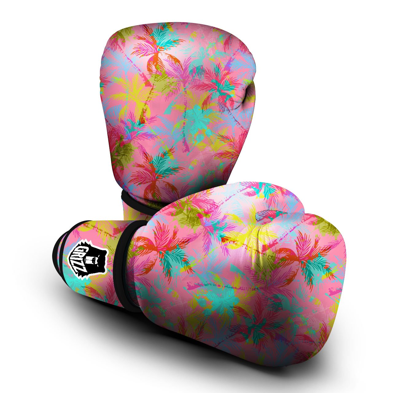 Palm Tree Rainbow Print Pattern Boxing Gloves-grizzshop