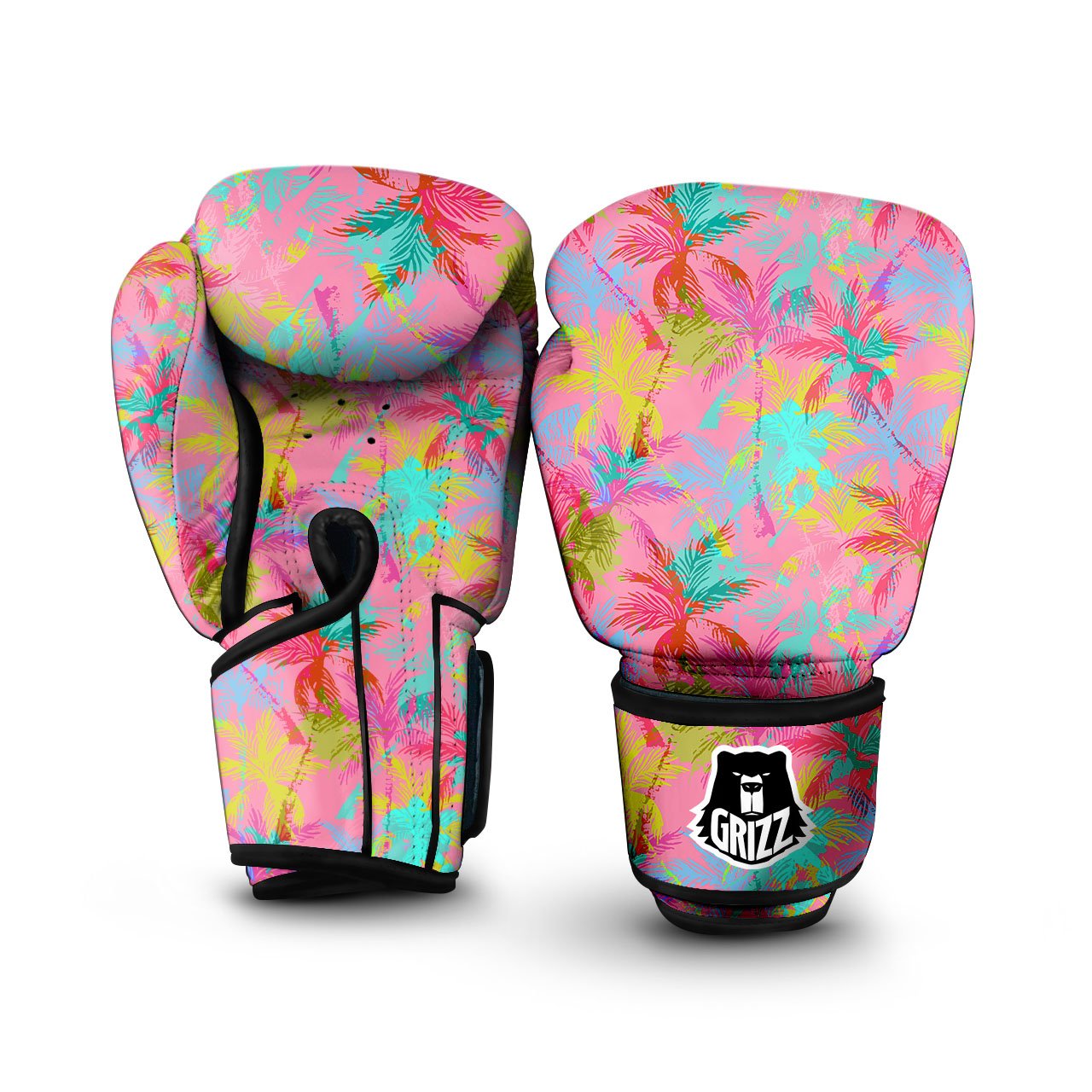 Palm Tree Rainbow Print Pattern Boxing Gloves-grizzshop