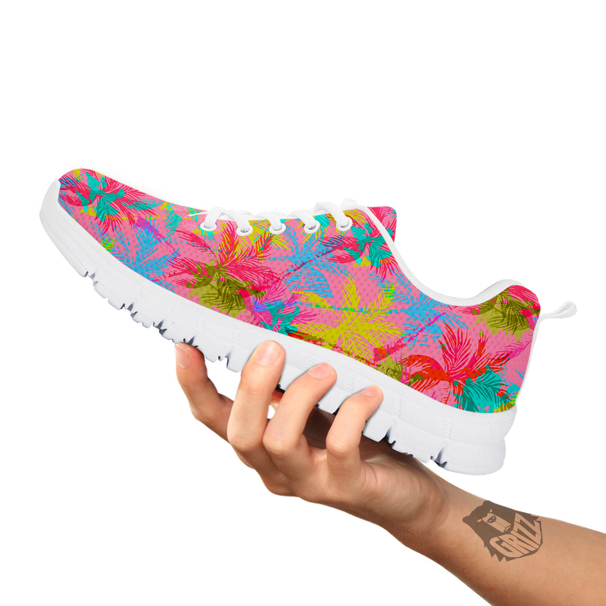 Palm Tree Rainbow Print Pattern White Sneaker-grizzshop