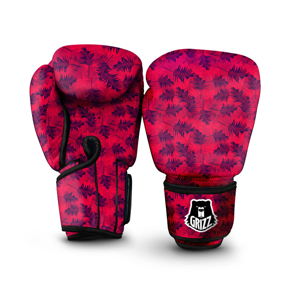 Palm Tree Red Print Pattern Boxing Gloves-grizzshop