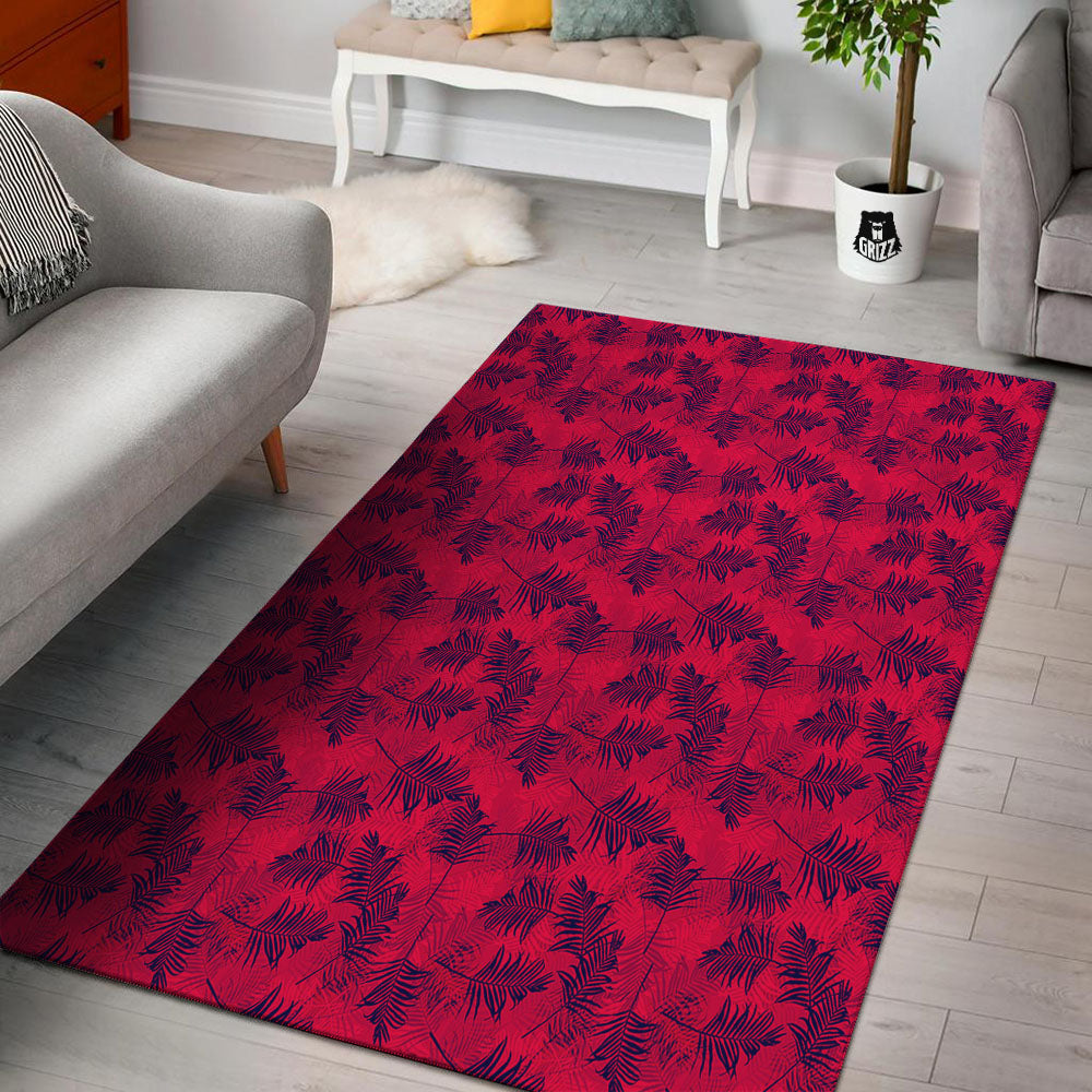 Palm Tree Red Print Pattern Floor Mat-grizzshop