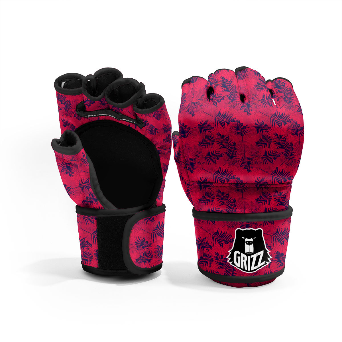 Palm Tree Red Print Pattern MMA Gloves-grizzshop