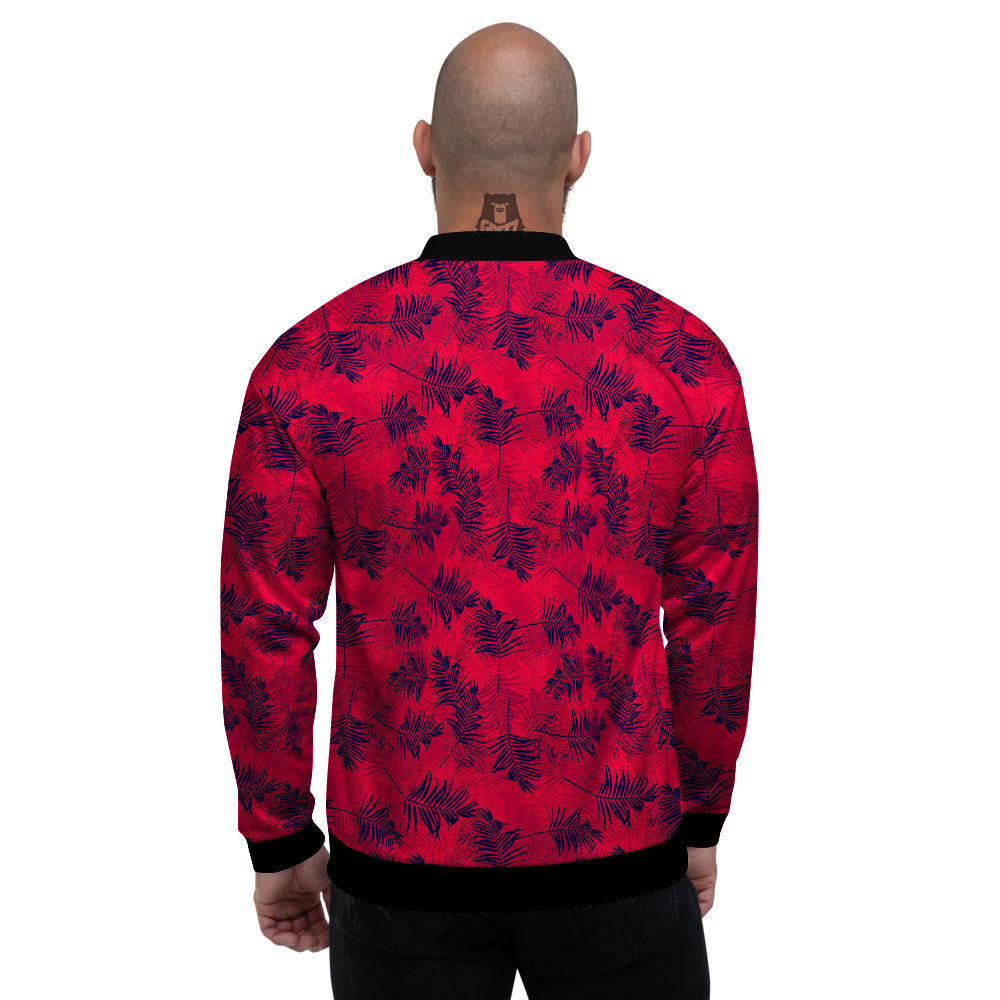 Palm Tree Red Print Pattern Men's Bomber Jacket-grizzshop