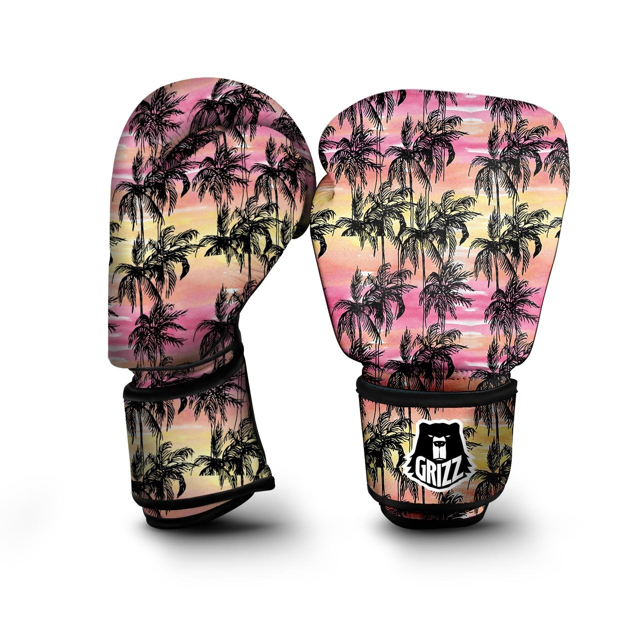 Palm Tree Sunset Print Pattern Boxing Gloves-grizzshop