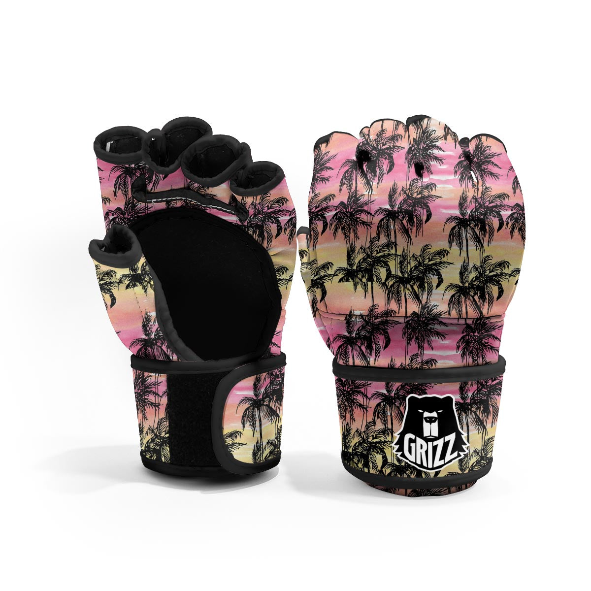 Palm Tree Sunset Print Pattern MMA Gloves-grizzshop