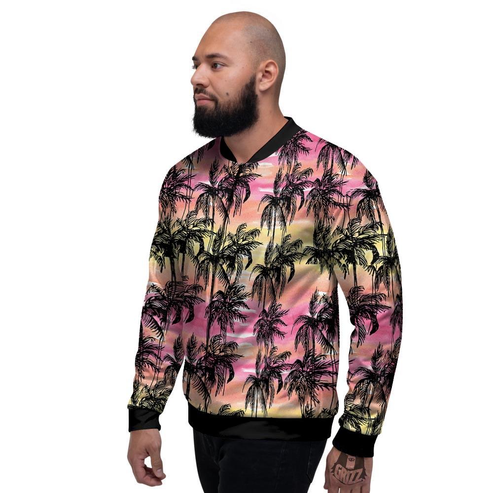 Palm Tree Sunset Print Pattern Men's Bomber Jacket-grizzshop