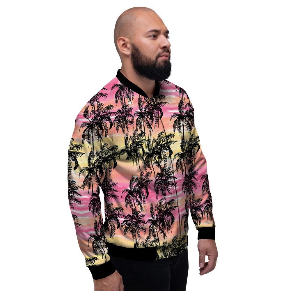 Palm Tree Sunset Print Pattern Men's Bomber Jacket-grizzshop