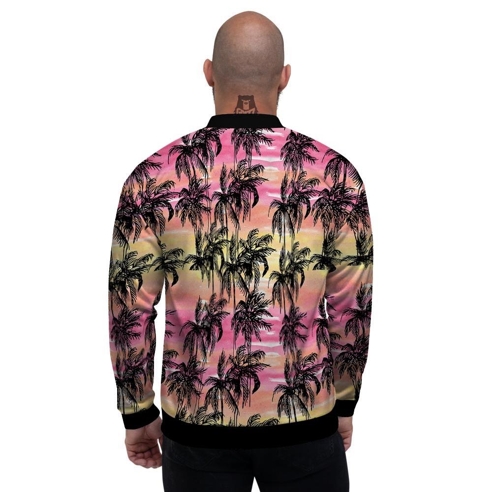 Palm Tree Sunset Print Pattern Men's Bomber Jacket-grizzshop