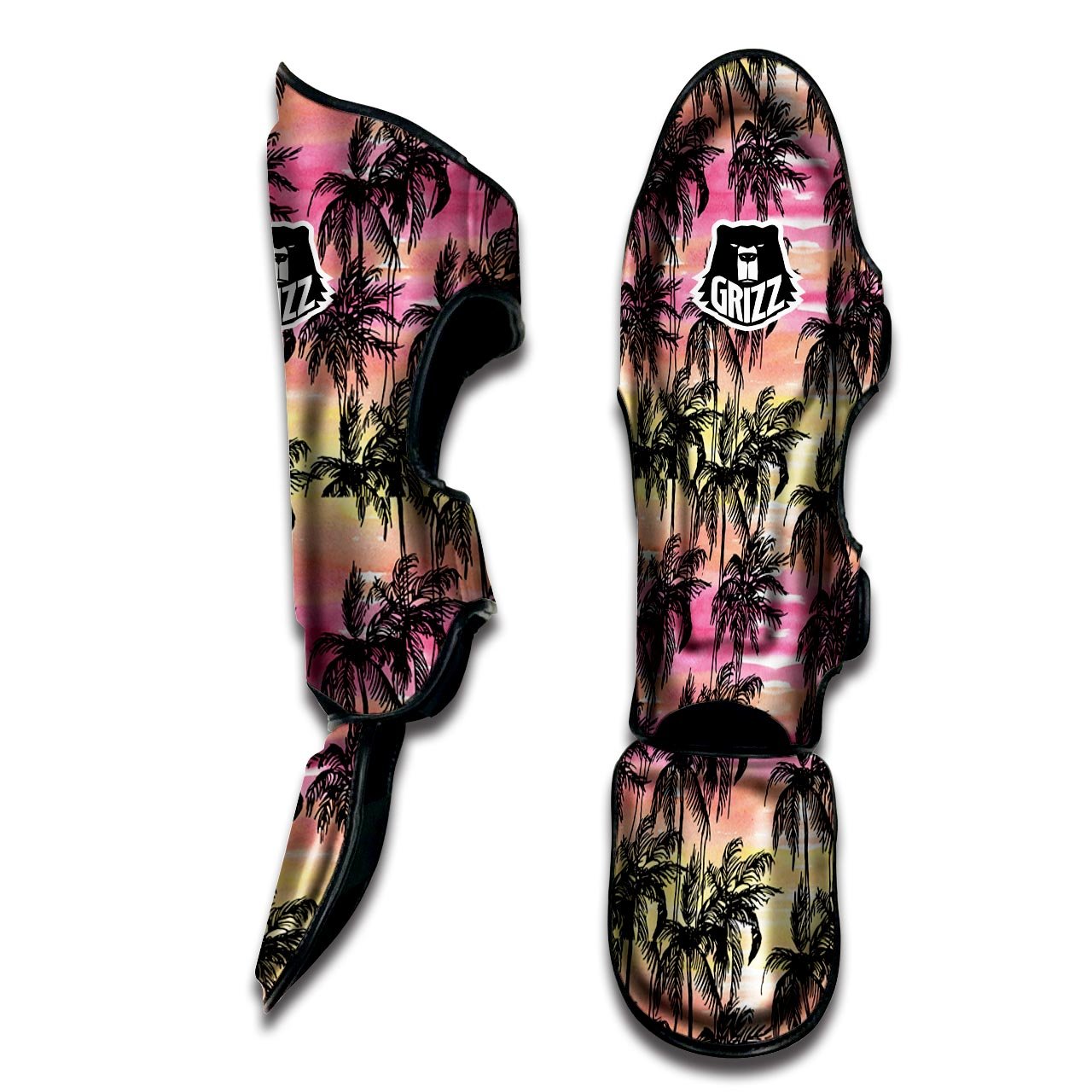 Palm Tree Sunset Print Pattern Muay Thai Shin Guards-grizzshop