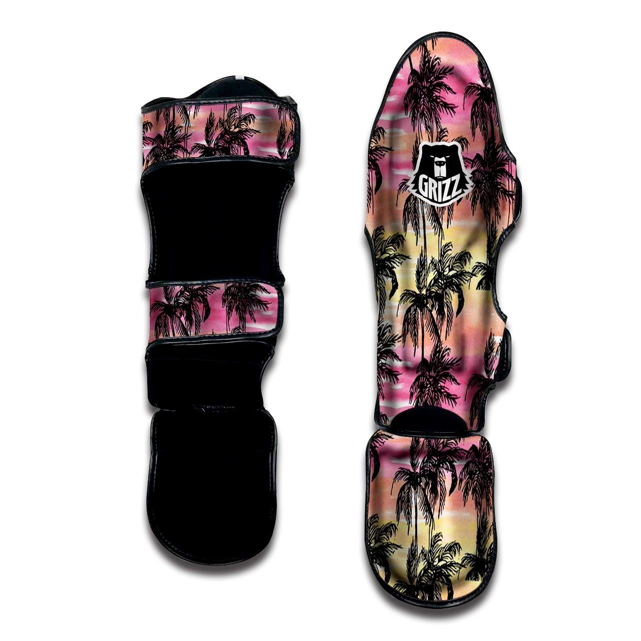 Palm Tree Sunset Print Pattern Muay Thai Shin Guards-grizzshop