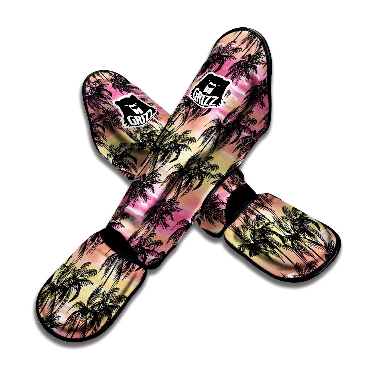 Palm Tree Sunset Print Pattern Muay Thai Shin Guards-grizzshop