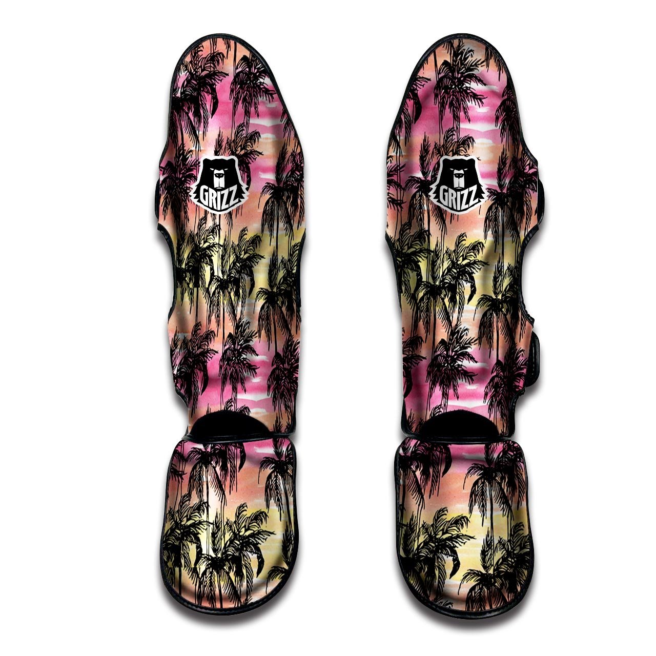 Palm Tree Sunset Print Pattern Muay Thai Shin Guards-grizzshop