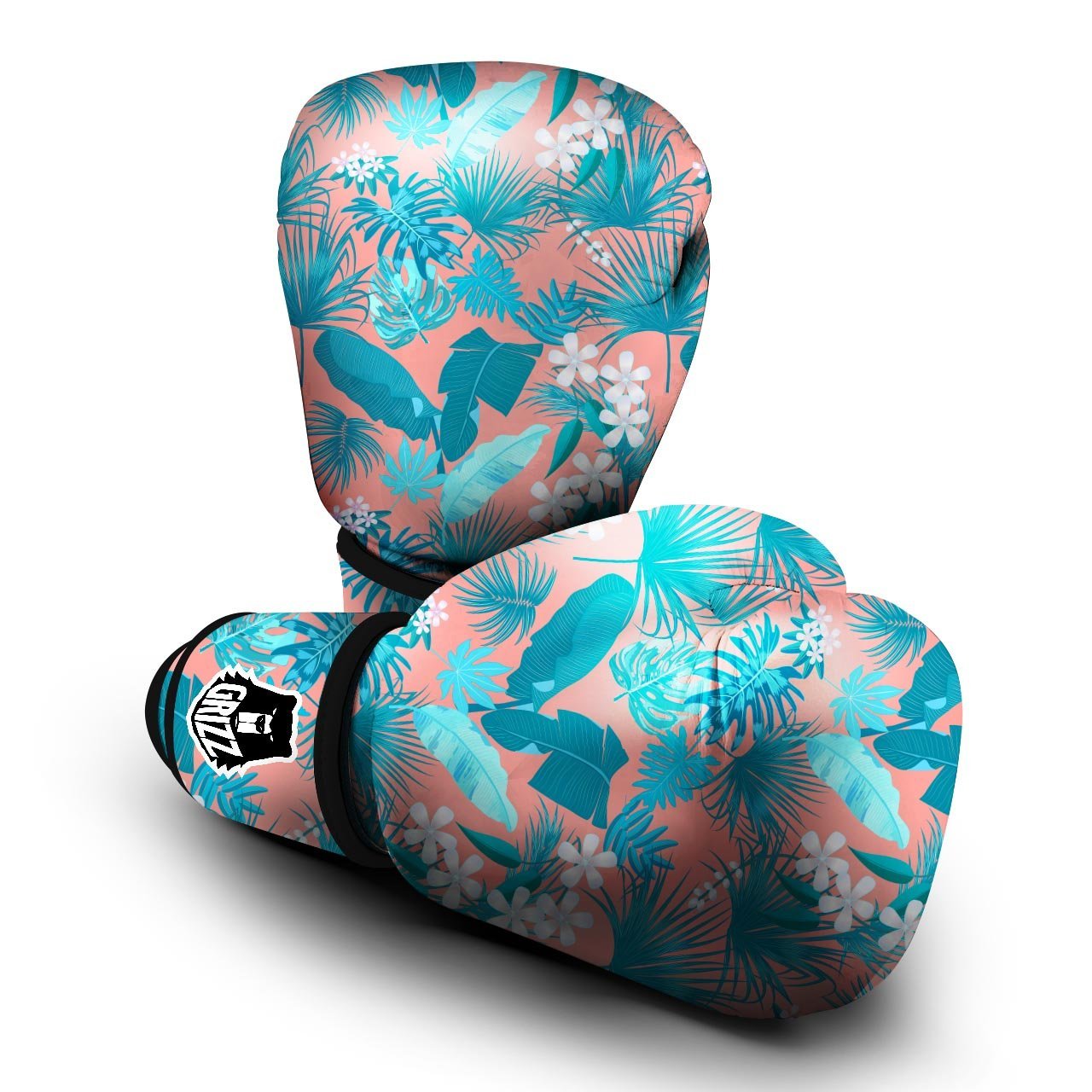 Palm Tree Teal Print Pattern Boxing Gloves-grizzshop