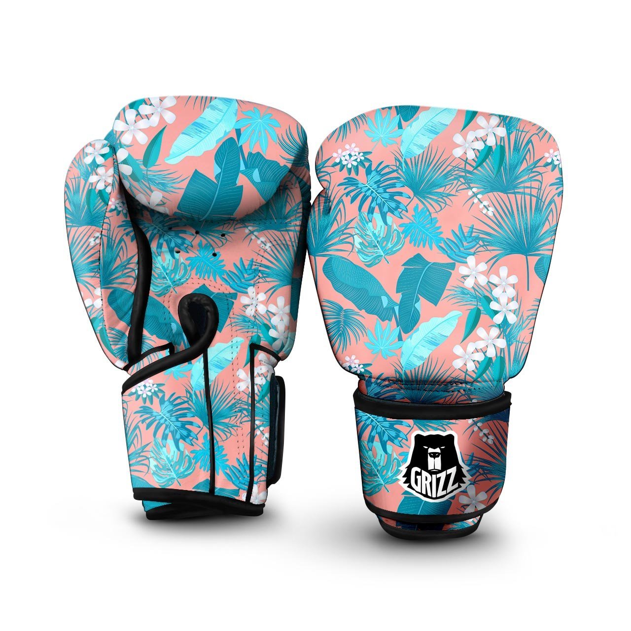 Palm Tree Teal Print Pattern Boxing Gloves-grizzshop