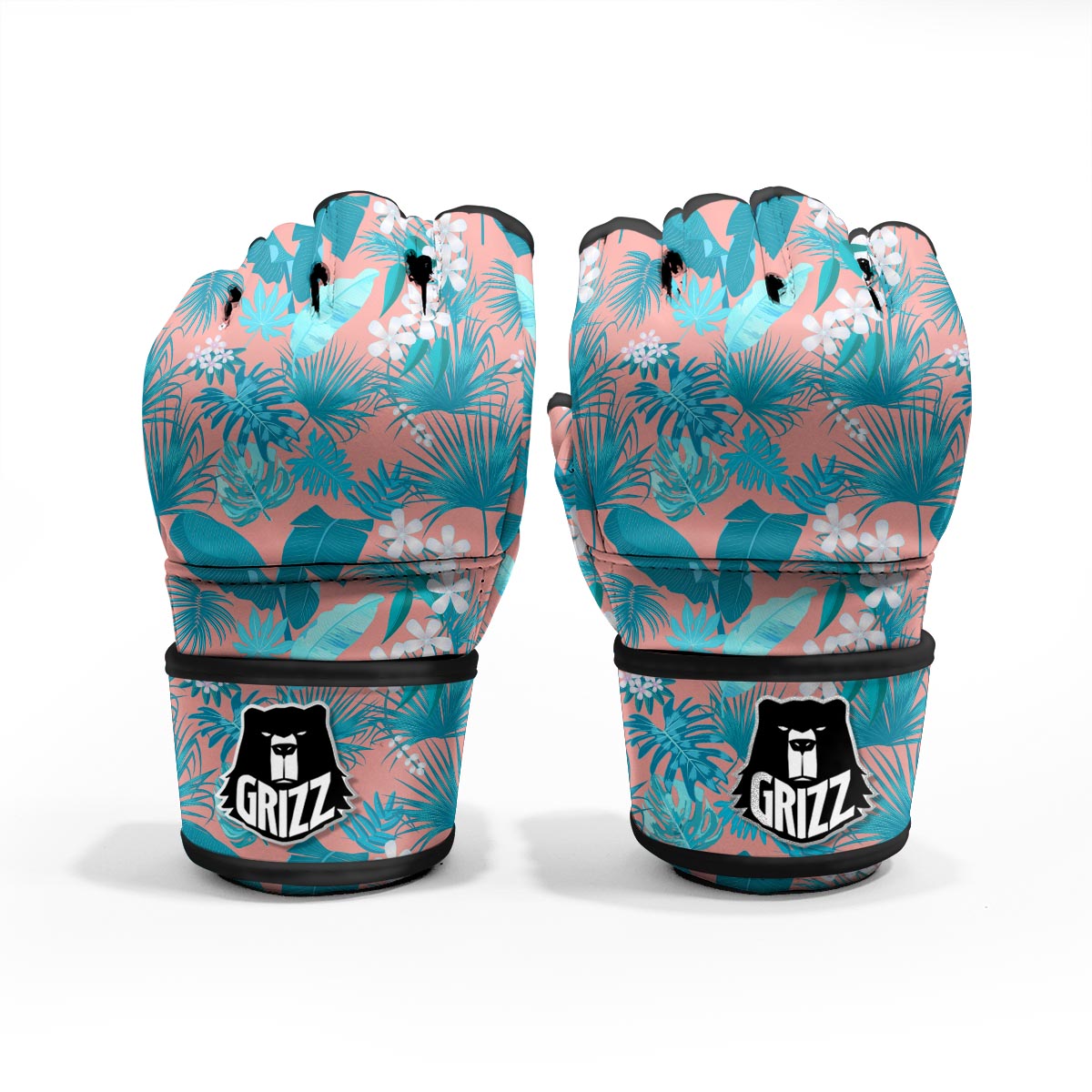 Palm Tree Teal Print Pattern MMA Gloves-grizzshop