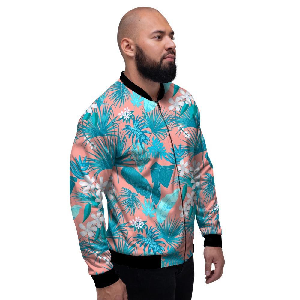 Palm Tree Teal Print Pattern Men's Bomber Jacket-grizzshop