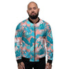 Palm Tree Teal Print Pattern Men's Bomber Jacket-grizzshop