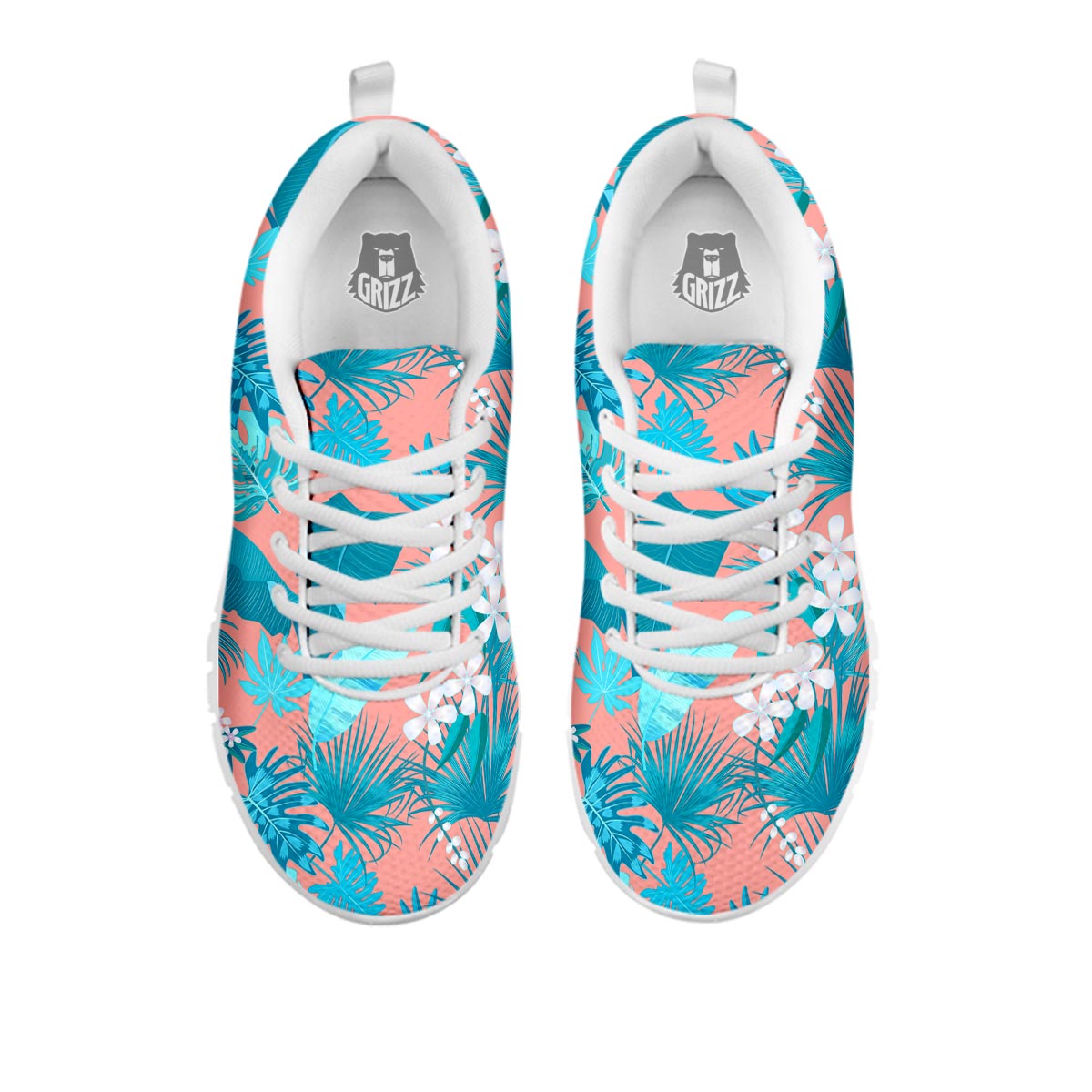 Palm Tree Teal Print Pattern White Sneaker-grizzshop