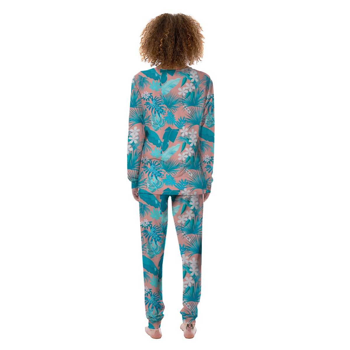 Palm Tree Teal Print Pattern Women's Pajamas-grizzshop