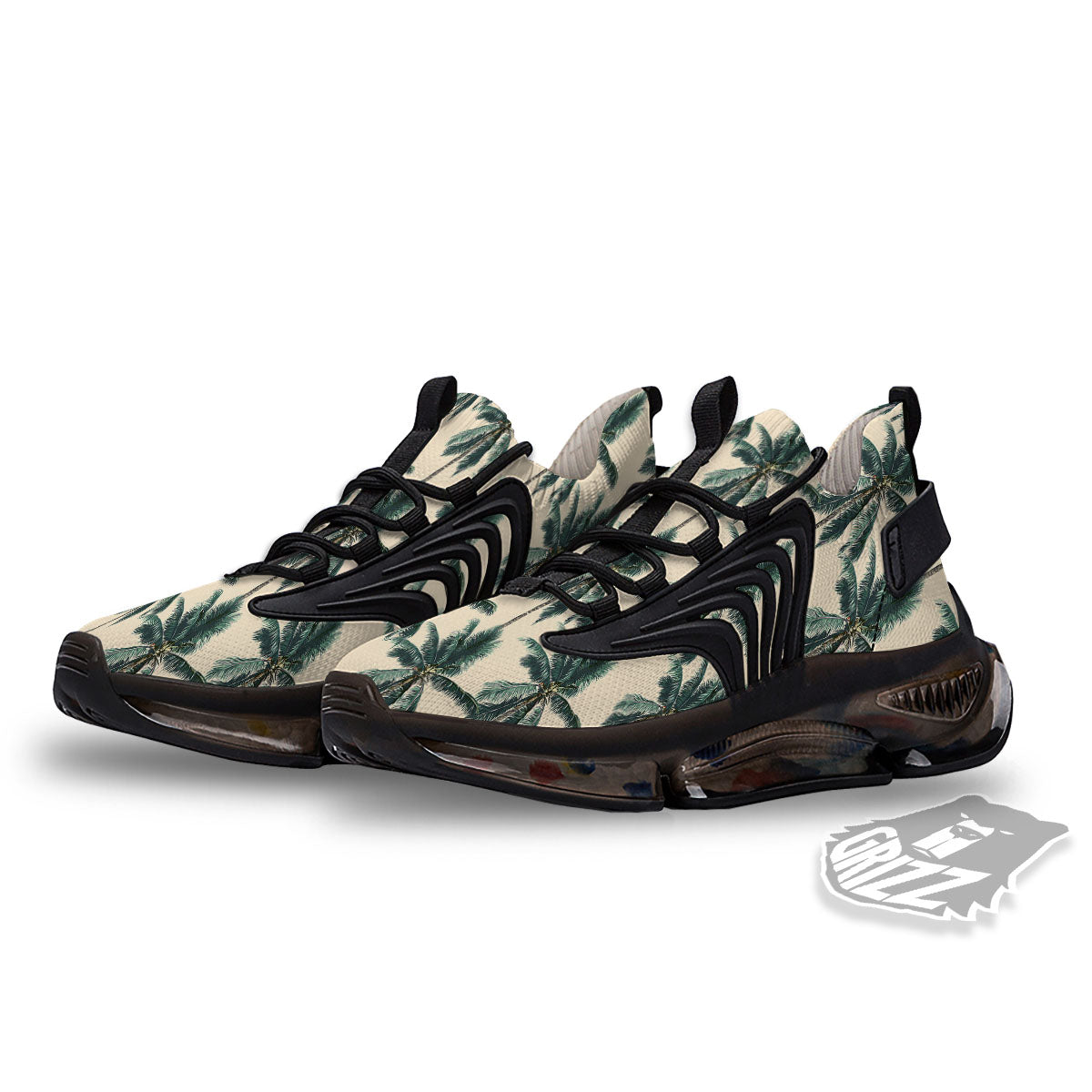 Palm Tree Tropical Print Pattern Black Gym Shoes-grizzshop