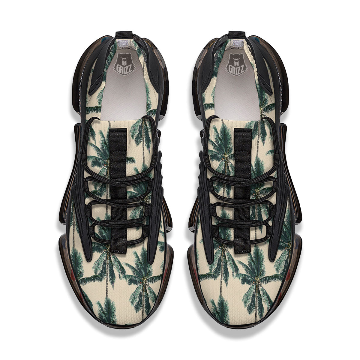 Palm Tree Tropical Print Pattern Black Gym Shoes-grizzshop