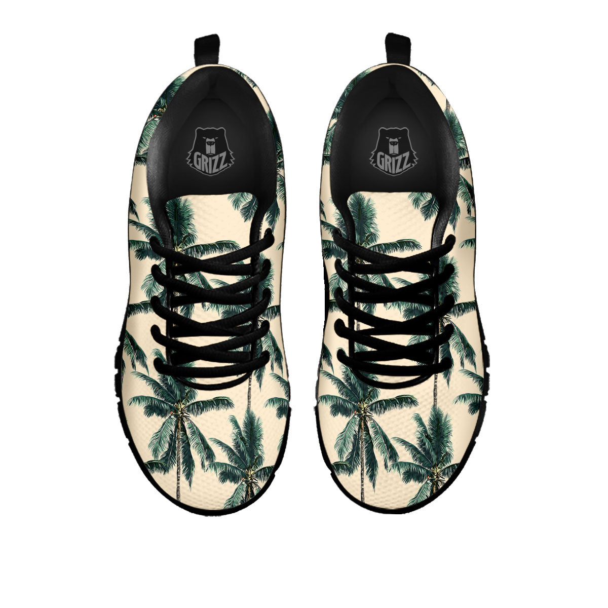 Palm Tree Tropical Print Pattern Black Sneaker-grizzshop