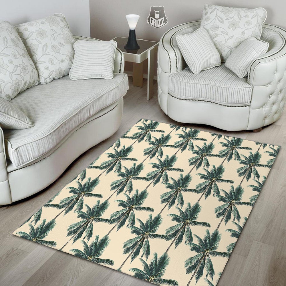 Palm Tree Tropical Print Pattern Floor Mat-grizzshop