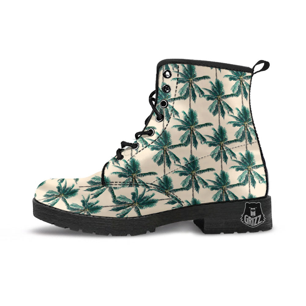 Palm Tree Tropical Print Pattern Leather Boots-grizzshop
