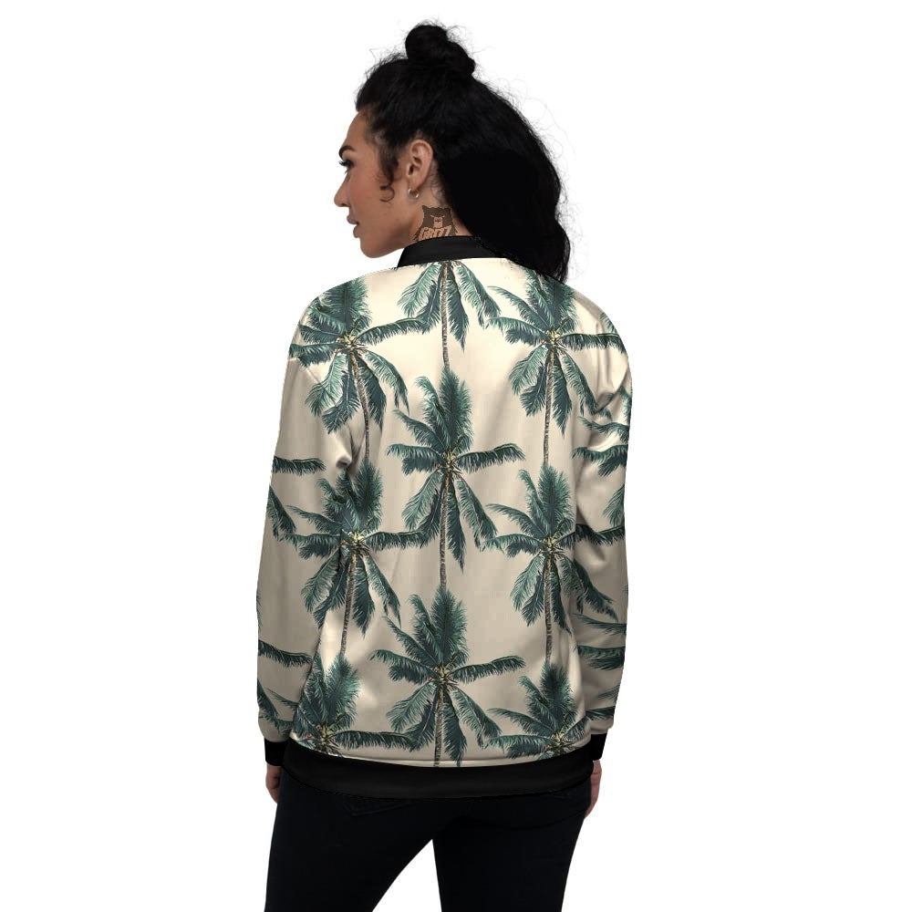 Palm Tree Tropical Print Pattern Women's Bomber Jacket-grizzshop