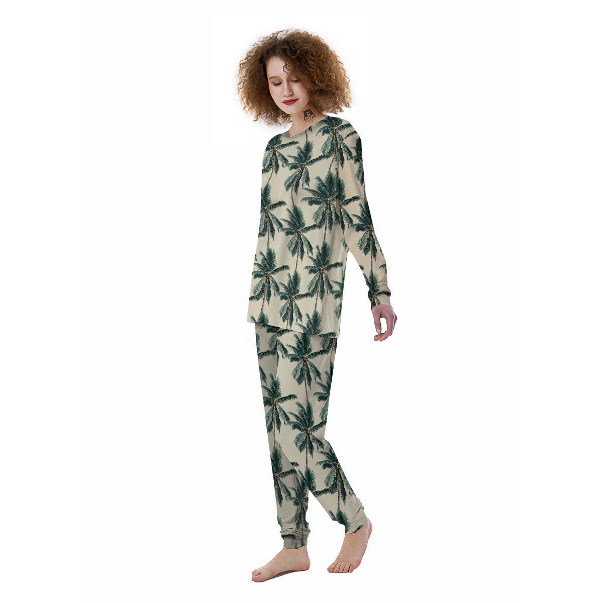 Palm Tree Tropical Print Pattern Women's Pajamas-grizzshop