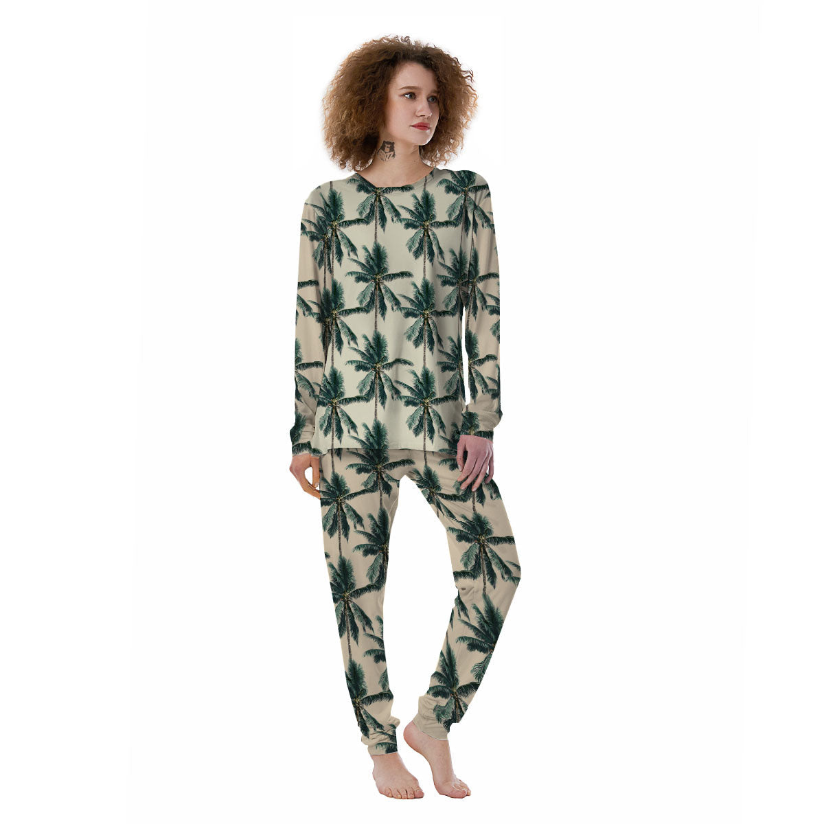 Palm Tree Tropical Print Pattern Women's Pajamas-grizzshop