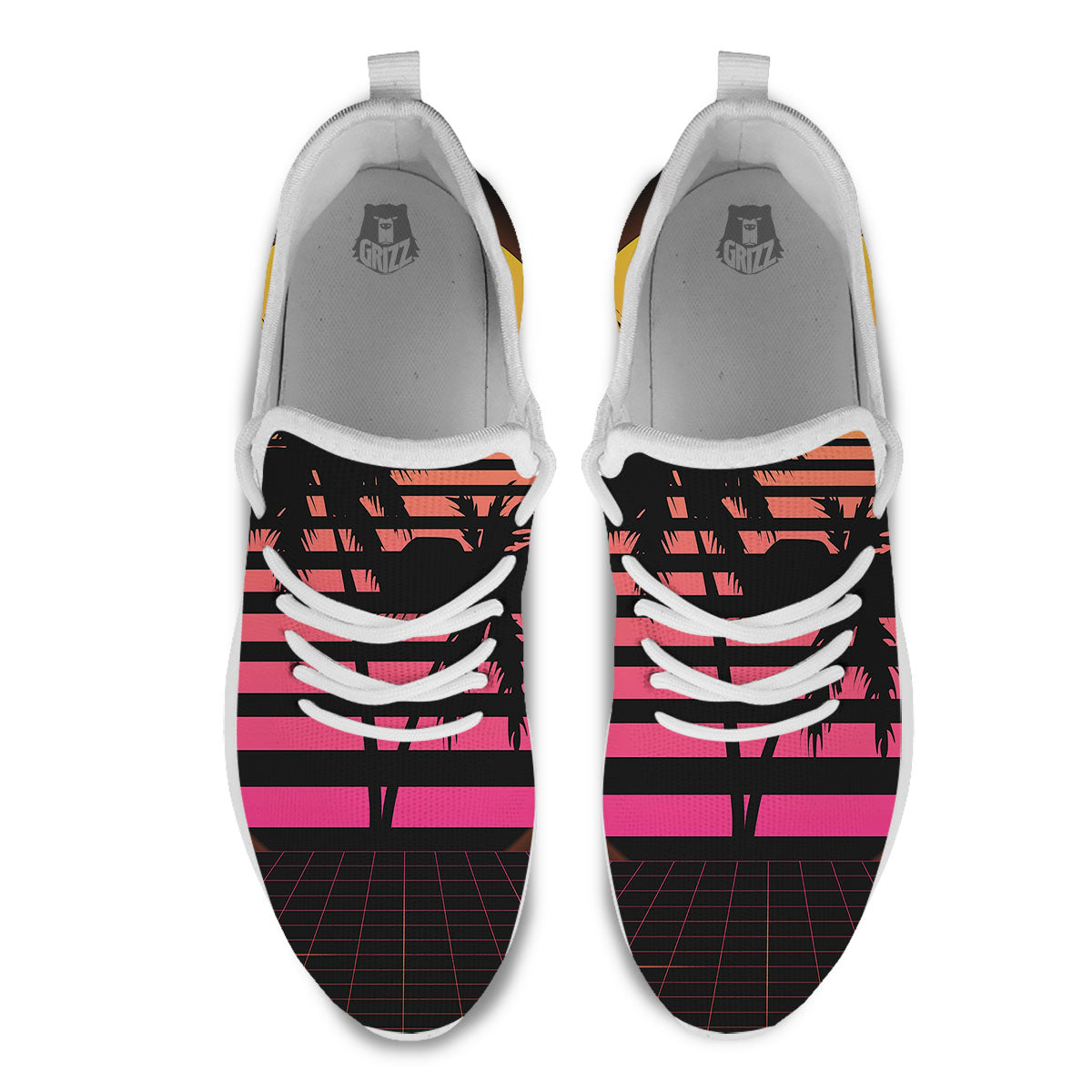 Palm Trees And Night Sunset Sky Print White Athletic Shoes-grizzshop