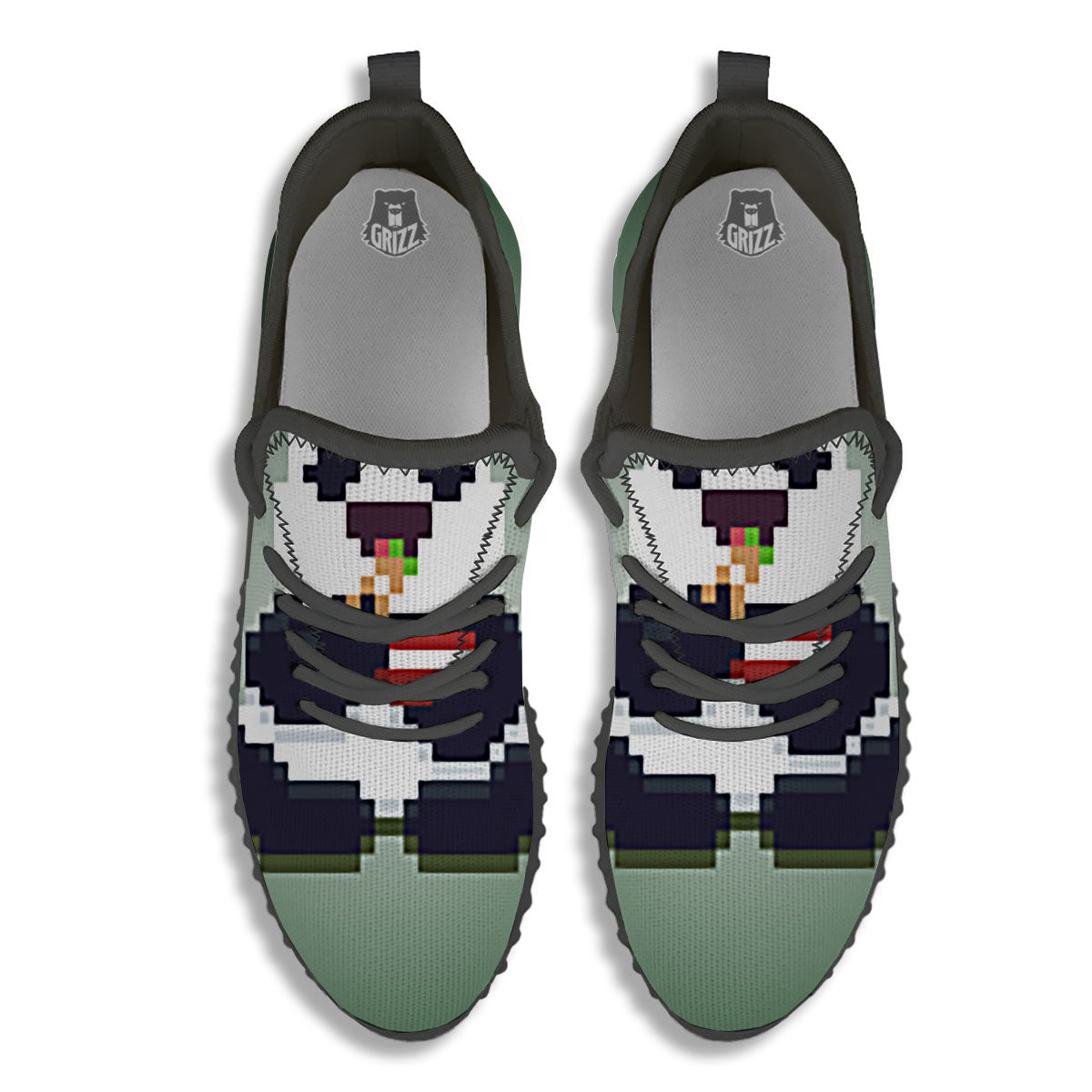 Panda 8-Bit Pixel Print Black Walking Shoes-grizzshop