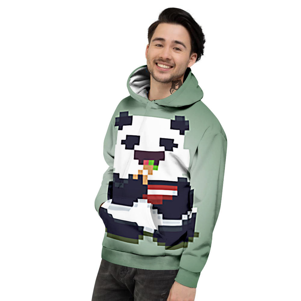 Panda 8-Bit Pixel Print Men's Hoodie-grizzshop