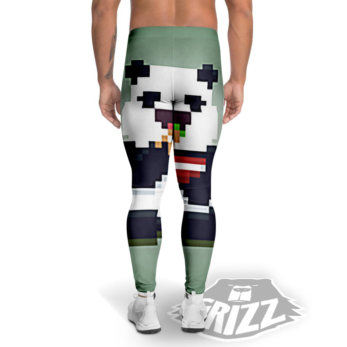 Panda 8-Bit Pixel Print Men's Leggings-grizzshop
