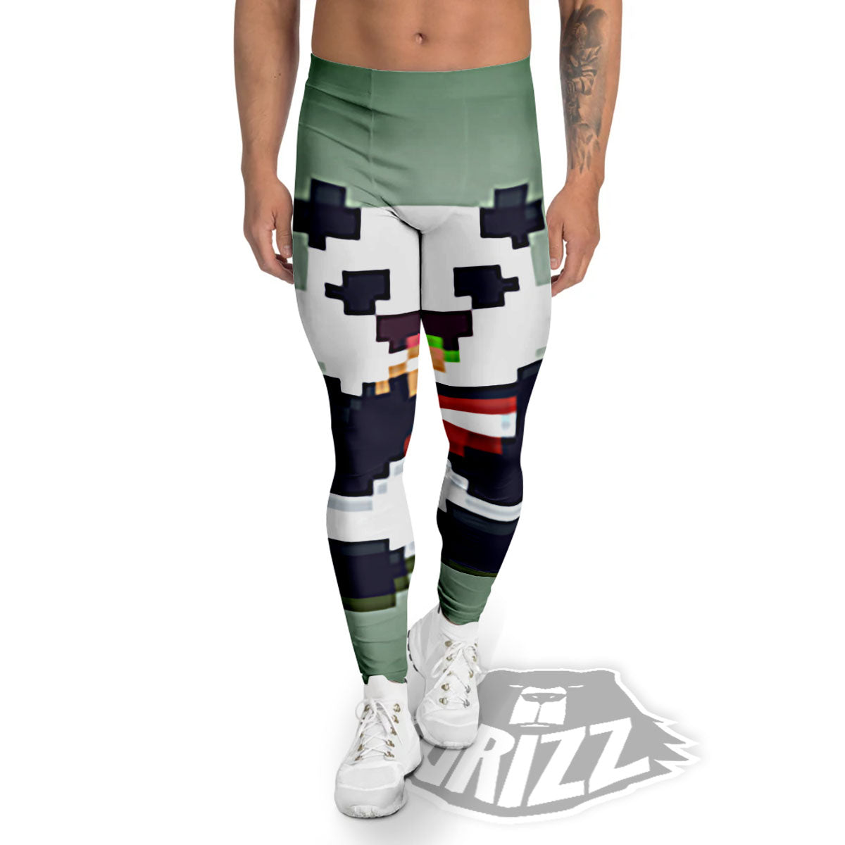 Panda 8-Bit Pixel Print Men's Leggings-grizzshop