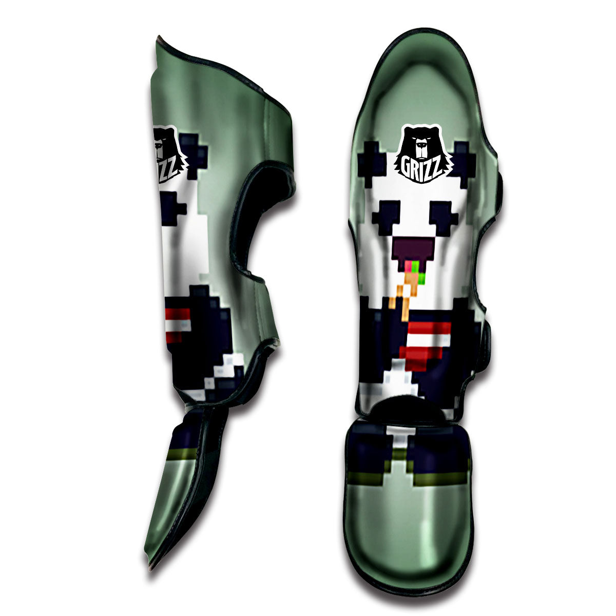 Panda 8-Bit Pixel Print Muay Thai Shin Guards-grizzshop