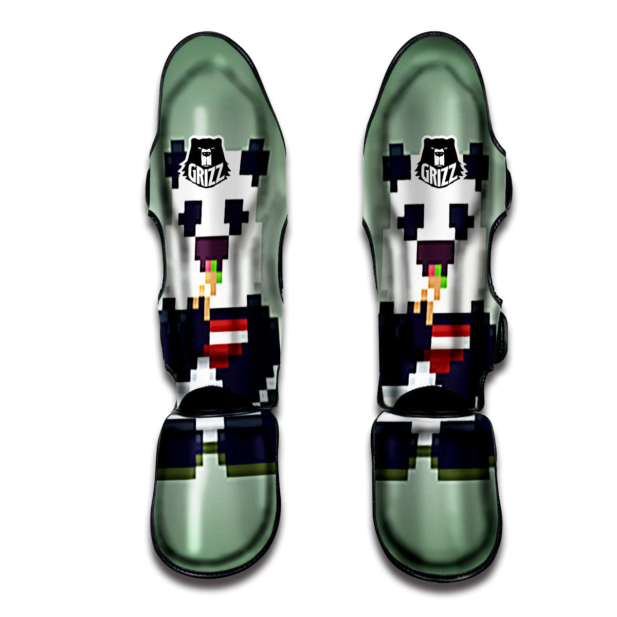 Panda 8-Bit Pixel Print Muay Thai Shin Guards-grizzshop