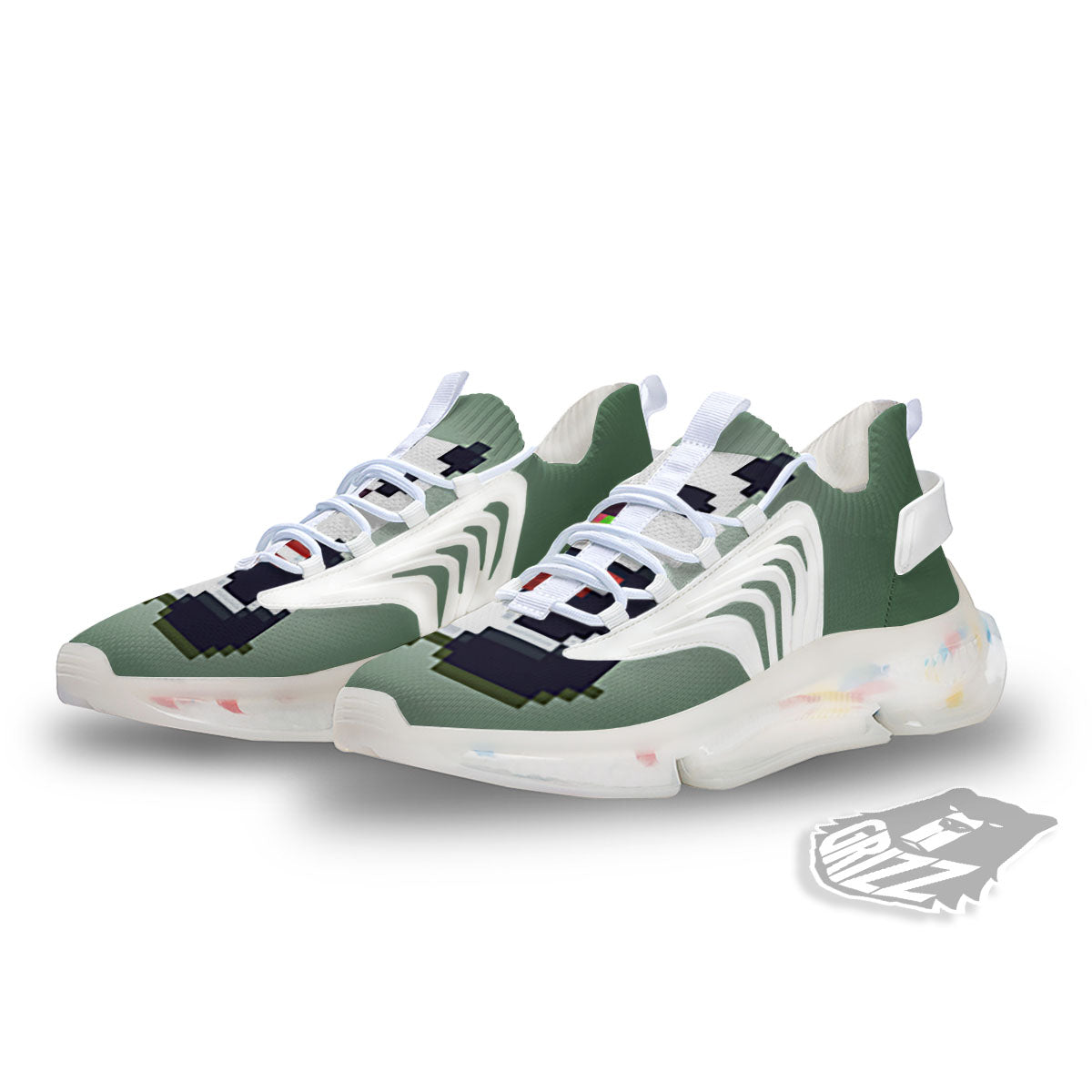 Panda 8-Bit Pixel Print White Gym Shoes-grizzshop