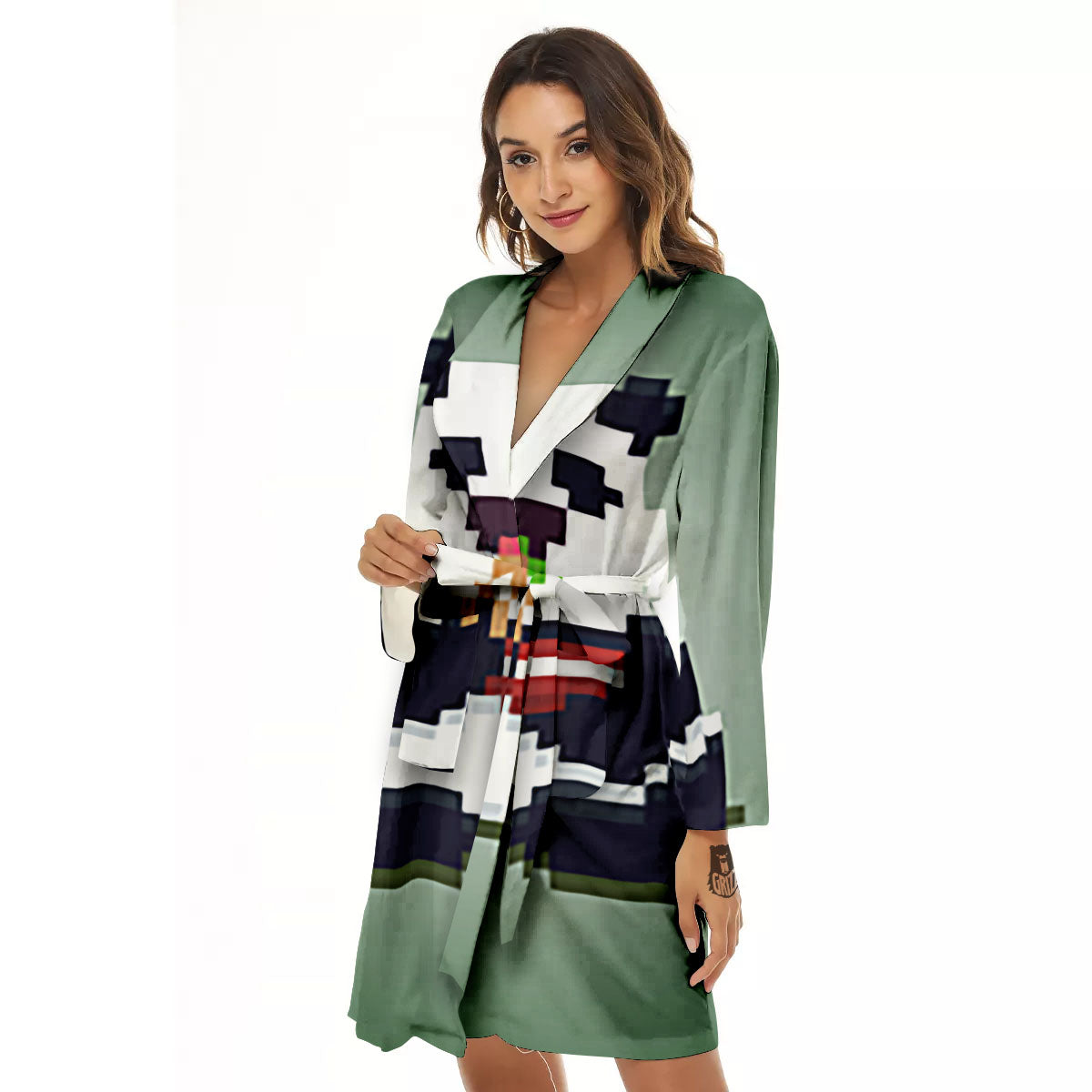 Panda 8-Bit Pixel Print Women's Robe-grizzshop