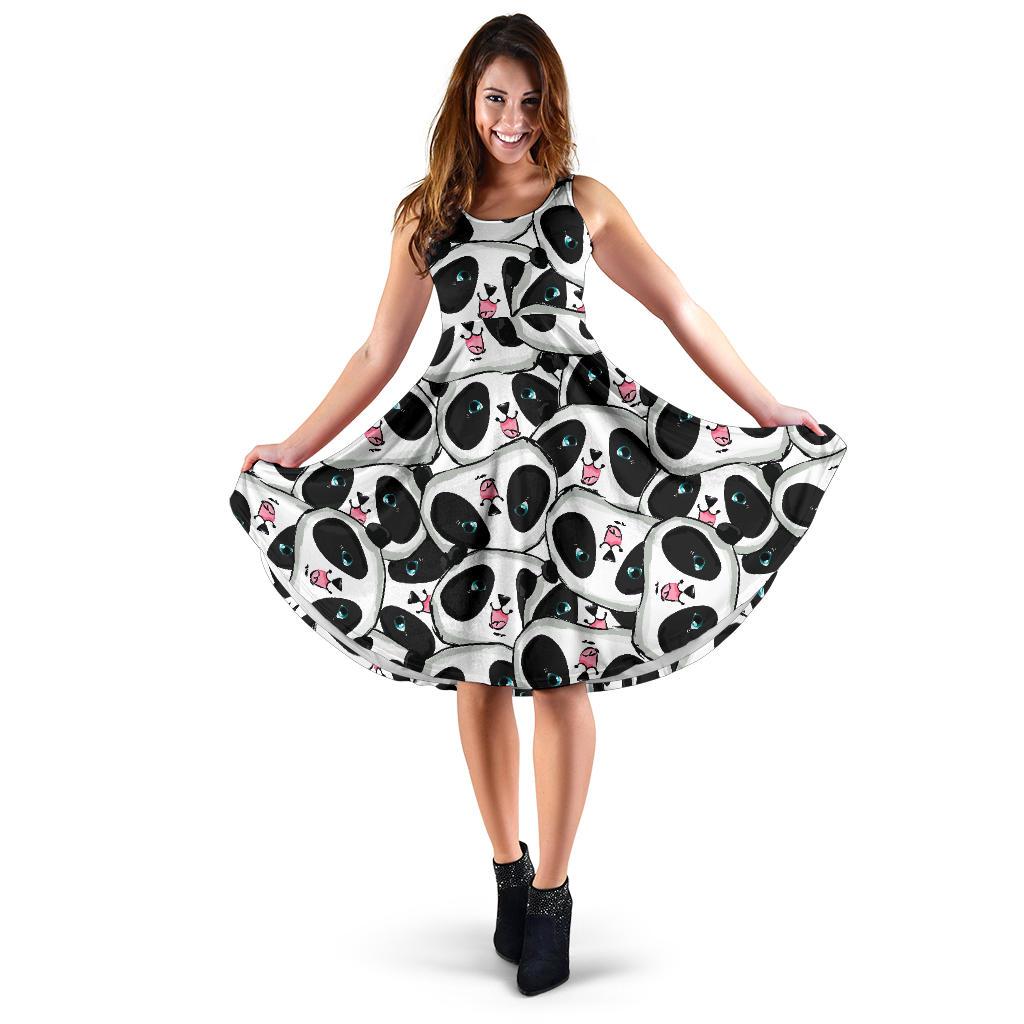 Panda Baby Pattern Print Dress-grizzshop