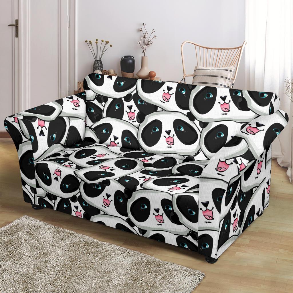 Panda Baby Pattern Print Loveseat Cover-grizzshop