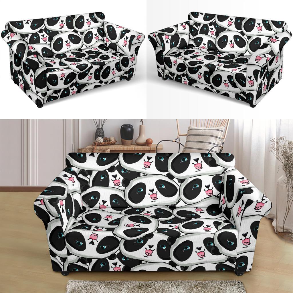 Panda Baby Pattern Print Loveseat Cover-grizzshop