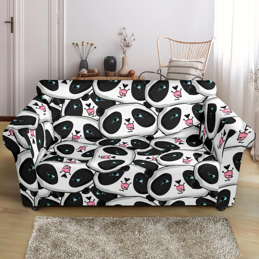 Panda Baby Pattern Print Loveseat Cover-grizzshop