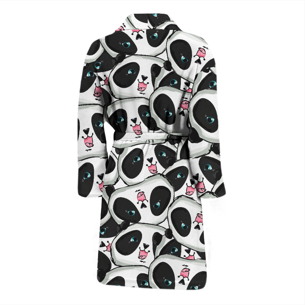 Panda Baby Pattern Print Men Long Robe-grizzshop