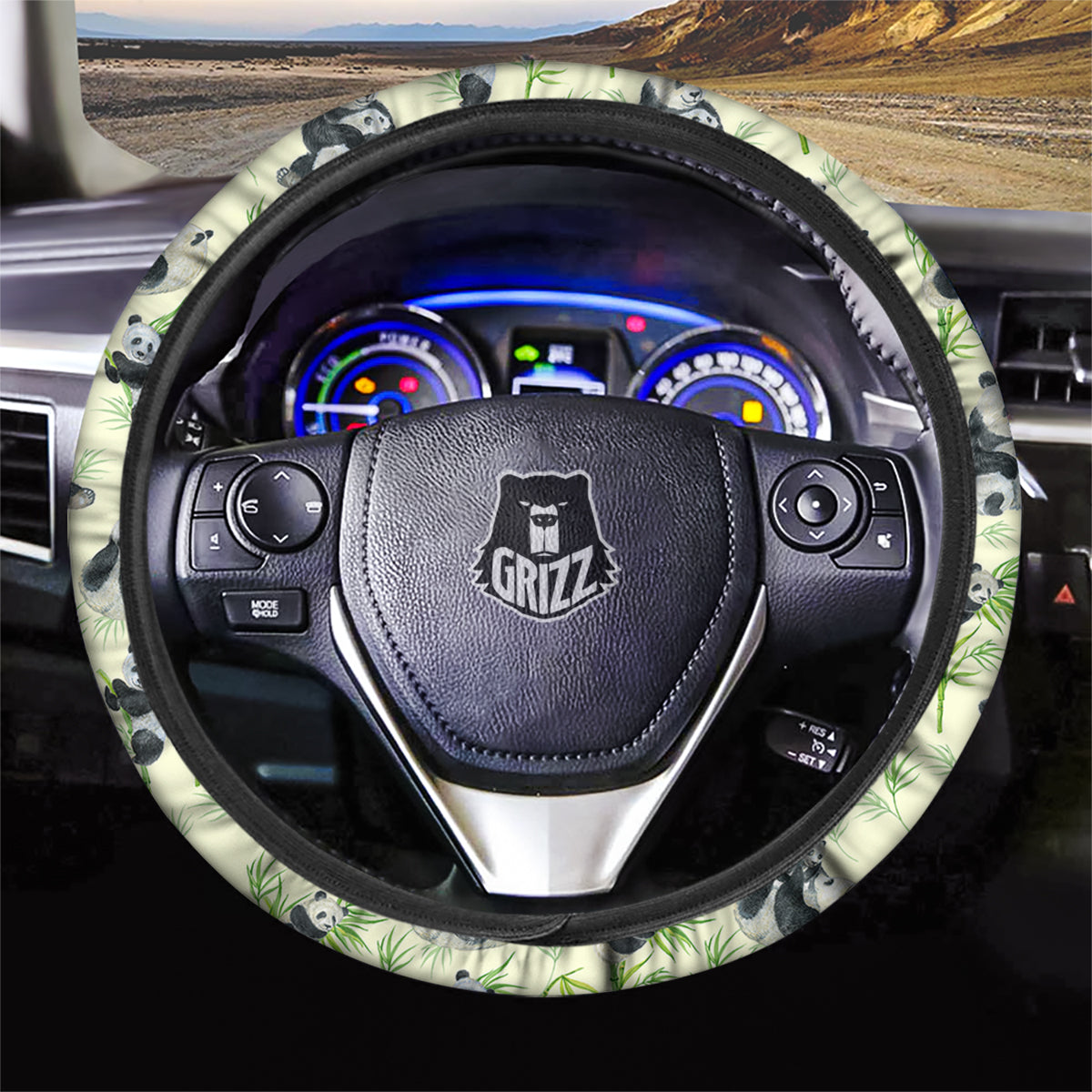 Panda Bamboo And Baby Print Pattern Car Steering Wheel Cover-grizzshop