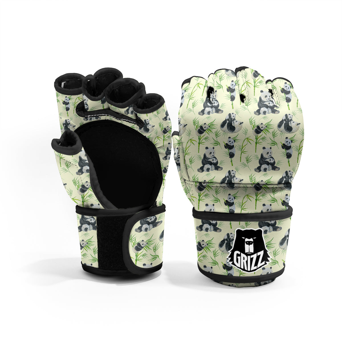 Panda Bamboo And Baby Print Pattern MMA Gloves-grizzshop