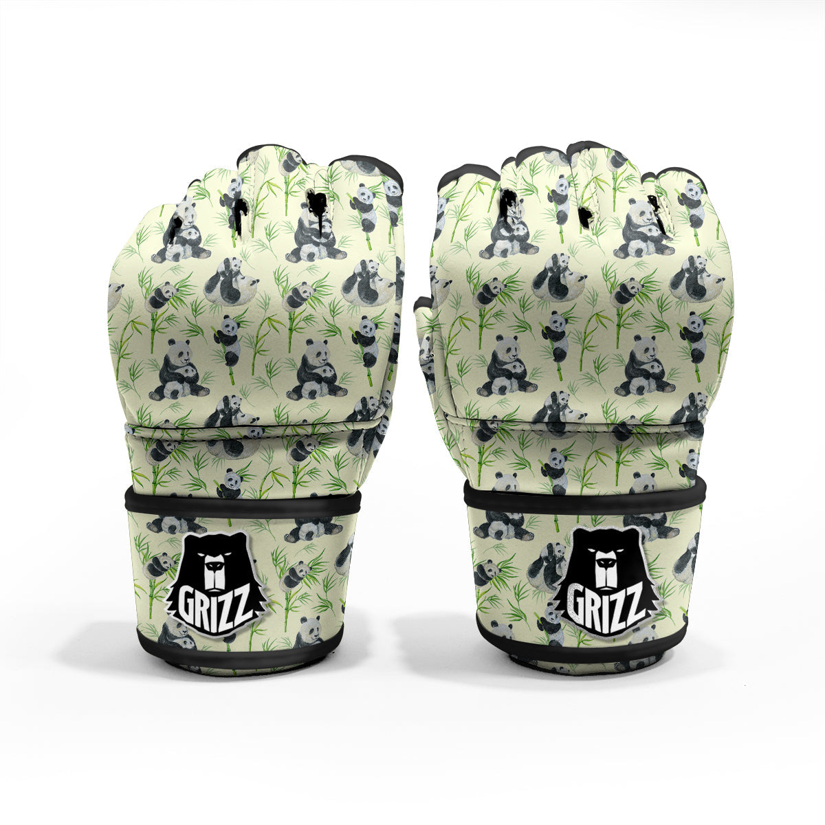 Panda Bamboo And Baby Print Pattern MMA Gloves-grizzshop