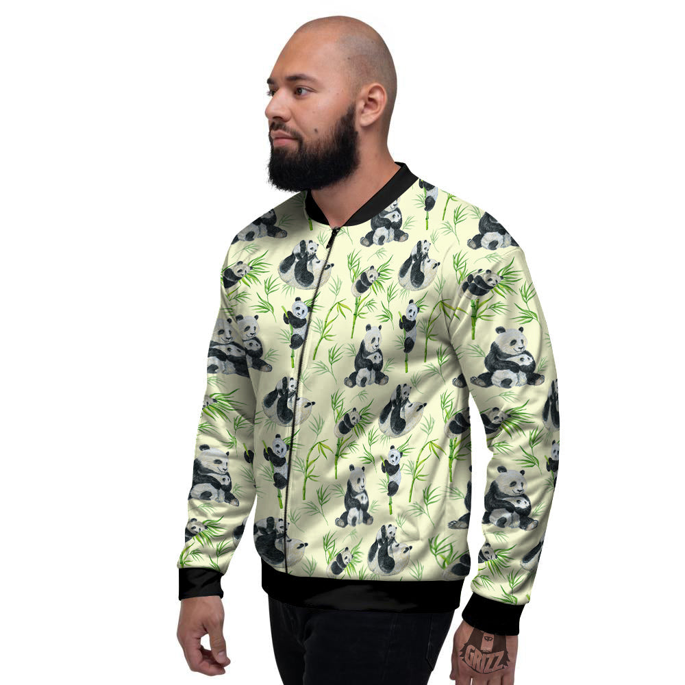 Panda Bamboo And Baby Print Pattern Men's Bomber Jacket-grizzshop