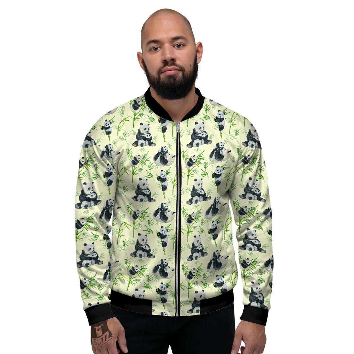 Panda Bamboo And Baby Print Pattern Men's Bomber Jacket-grizzshop